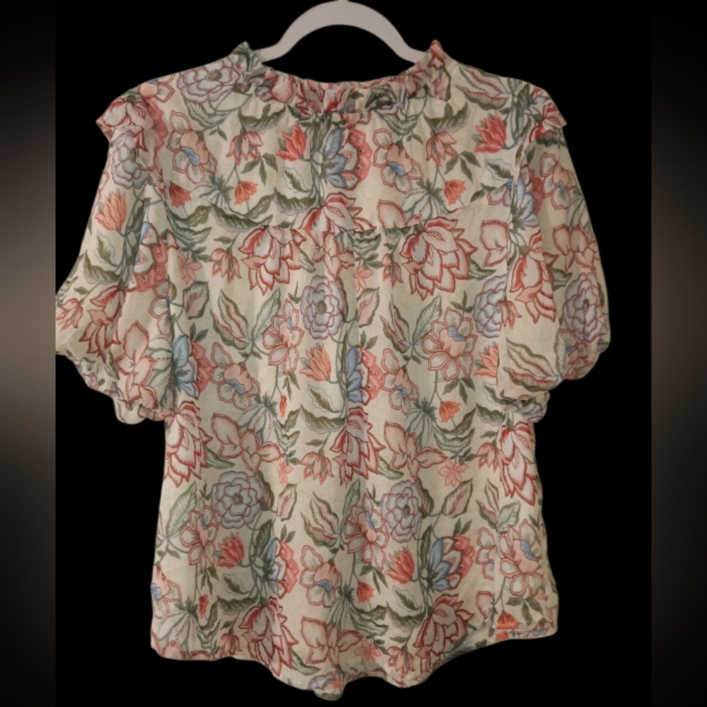 LOFT Multicolor Floral Blouse Size L Like New Condition